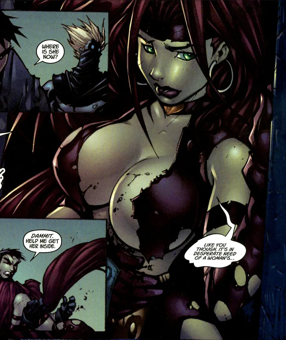 Red Monika injured [Battle Chasers (1998), #9]
