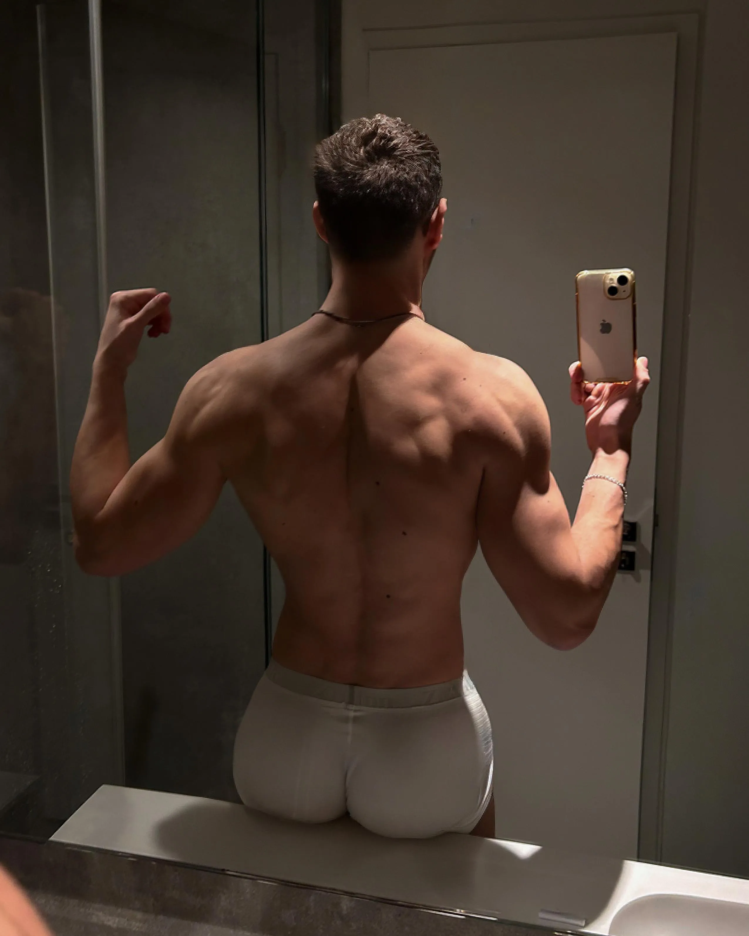 Bathroom lights always hit differently.