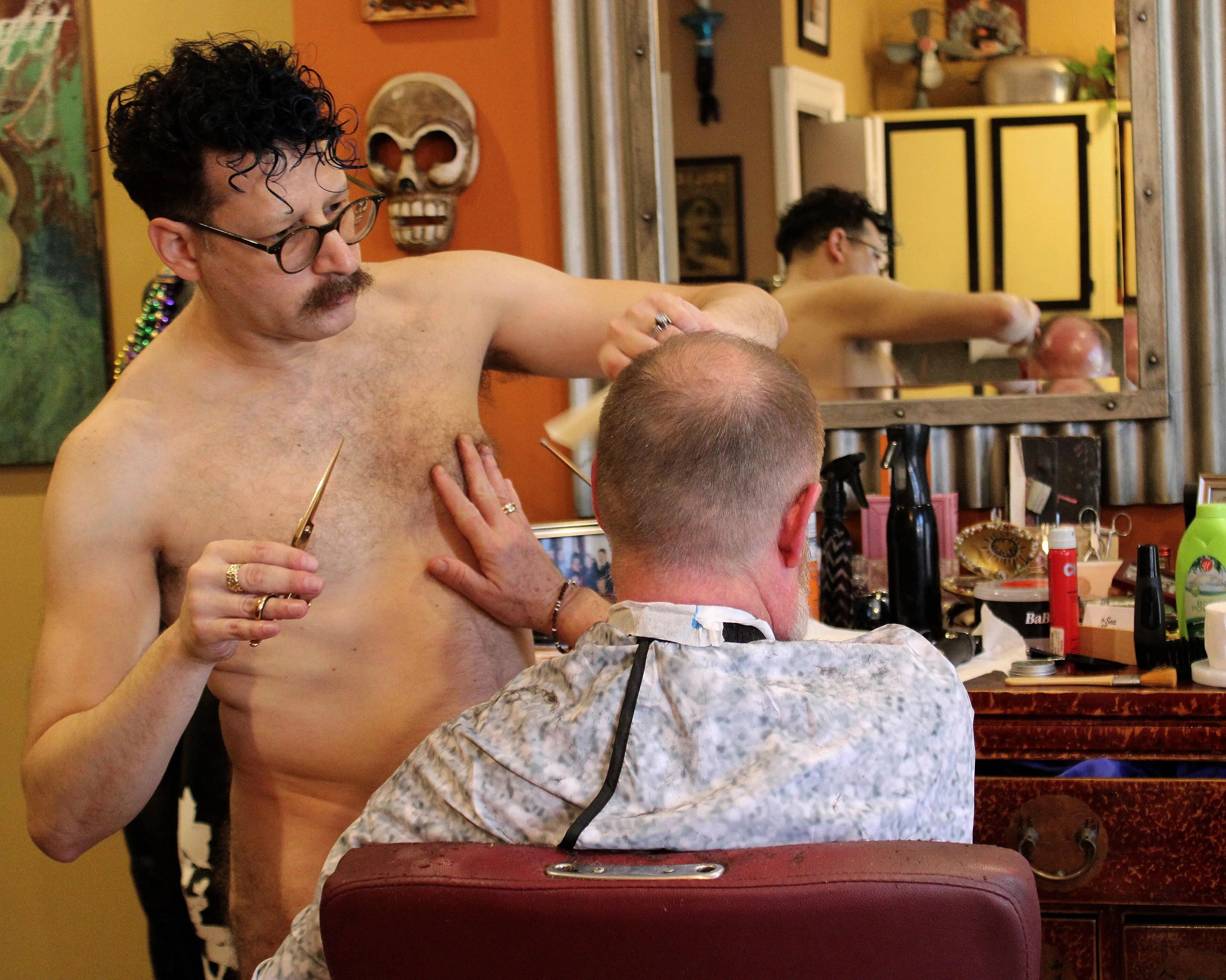 Naked barber