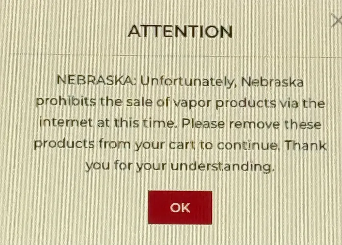 No more Elemental Vape sales in Nebraska No more Elemental Vape sales in Nebraska