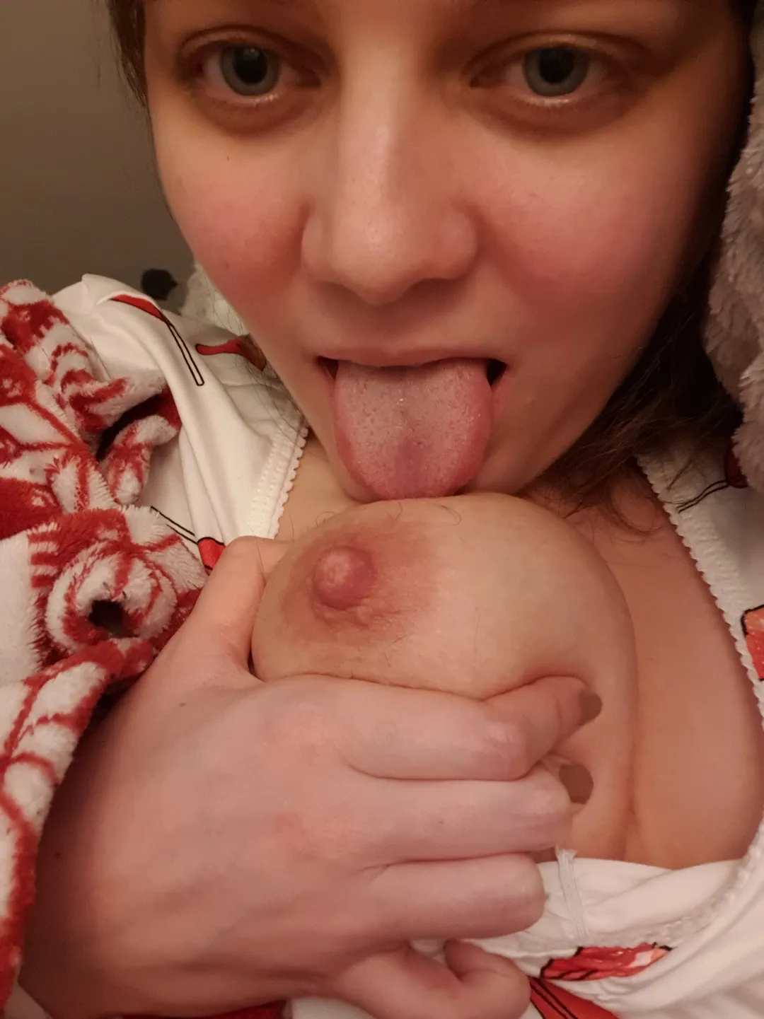 Run your tongue on hairy nipples