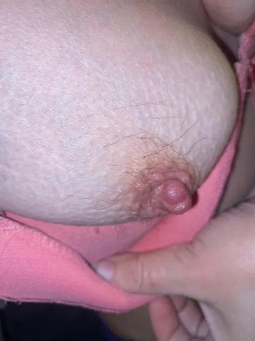 Sucking my tits makes me sooo wet, and even more knowing you like my hairy nipples