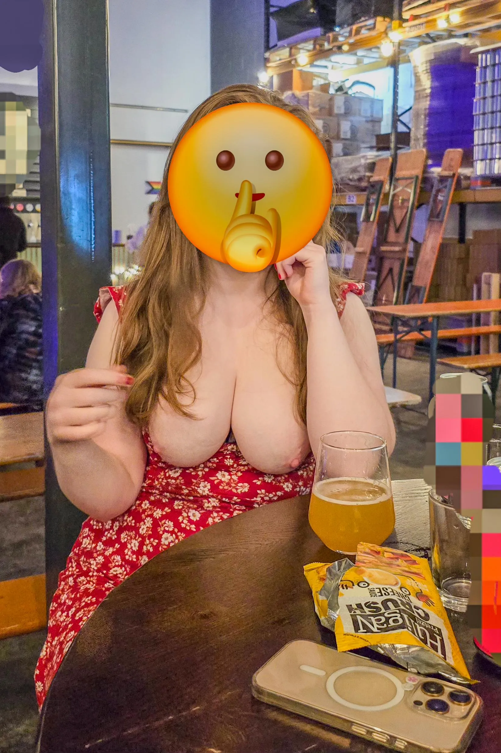 Dared by u/Bedaring-1 to show my boobs in a bar [f]