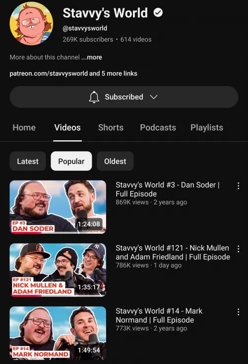 Second most viewed video on Stav's channel in one day. They're leaving money on the table by not doing a twice a month video podcast.