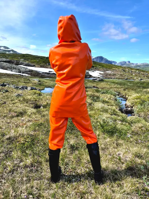 The usual me, in my usual latex gear, out hiking again!