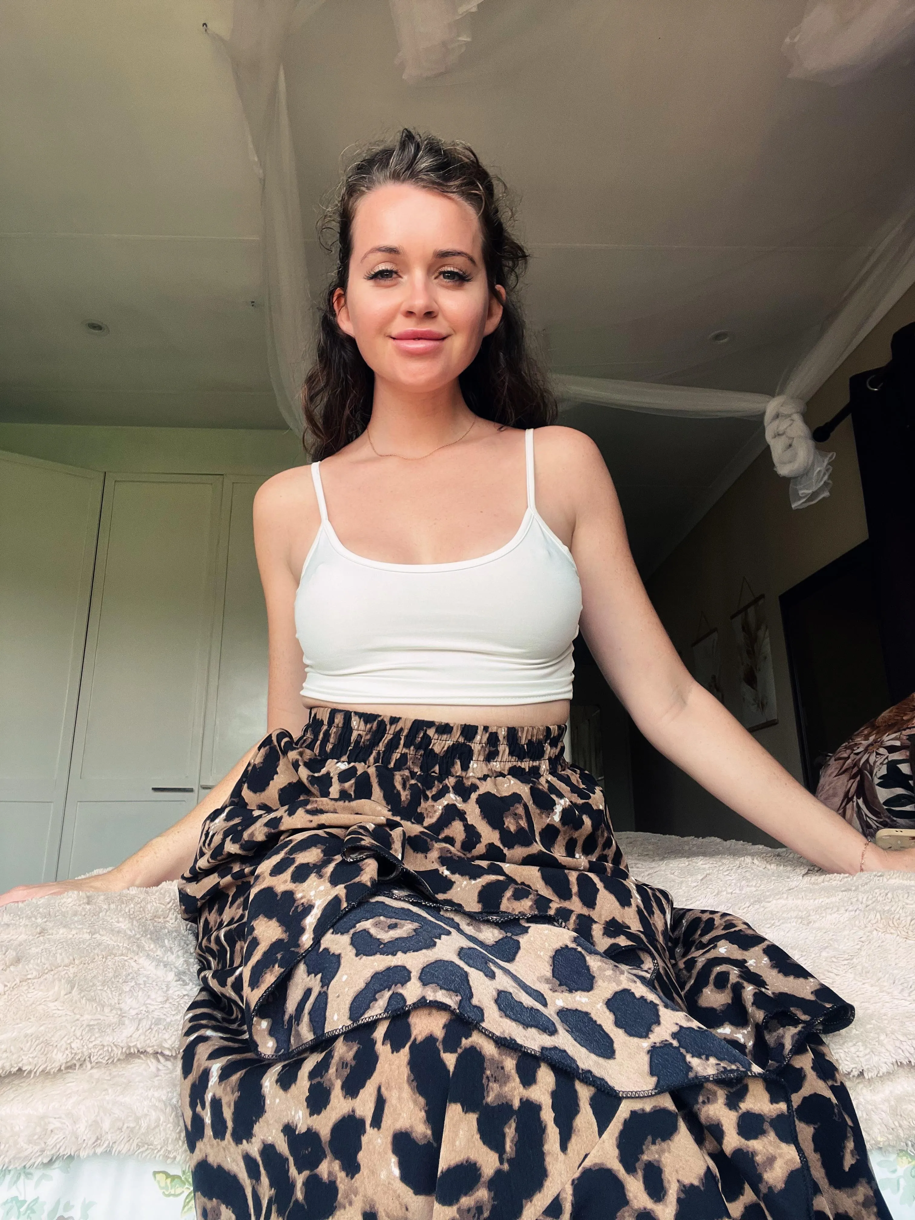 Trying to distract away from the nipples, by wearing my prettiest skirt.