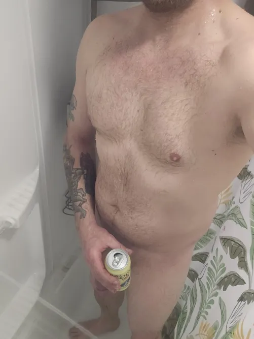 Much needed after work shower beer