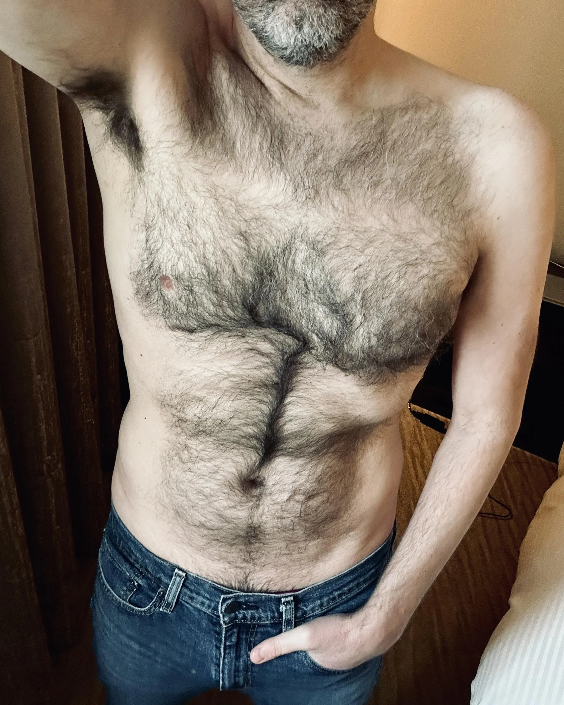 No shirt and no underwear...