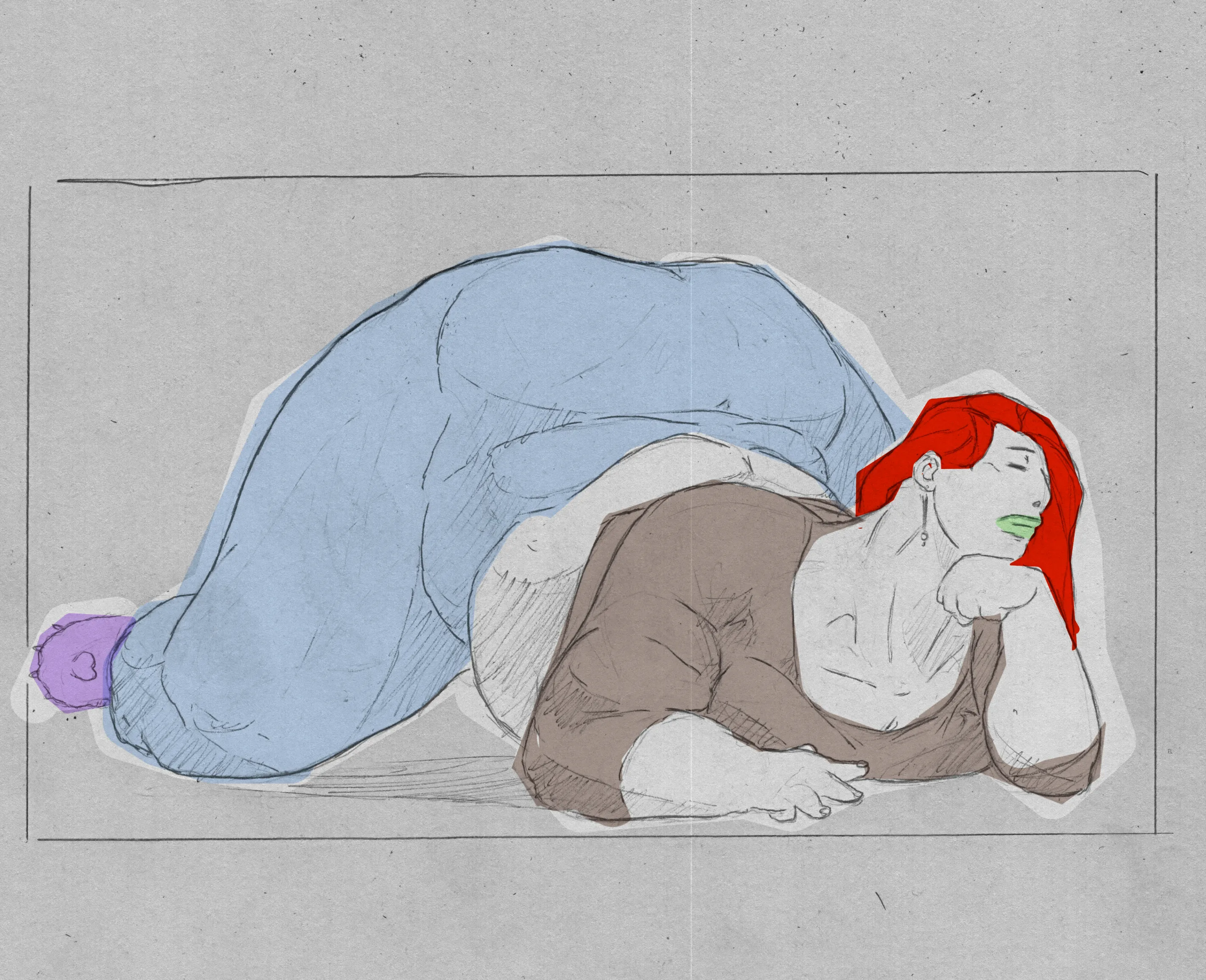 Tonight's big girl piece: 'Only California kings will due.' (Quick color render)