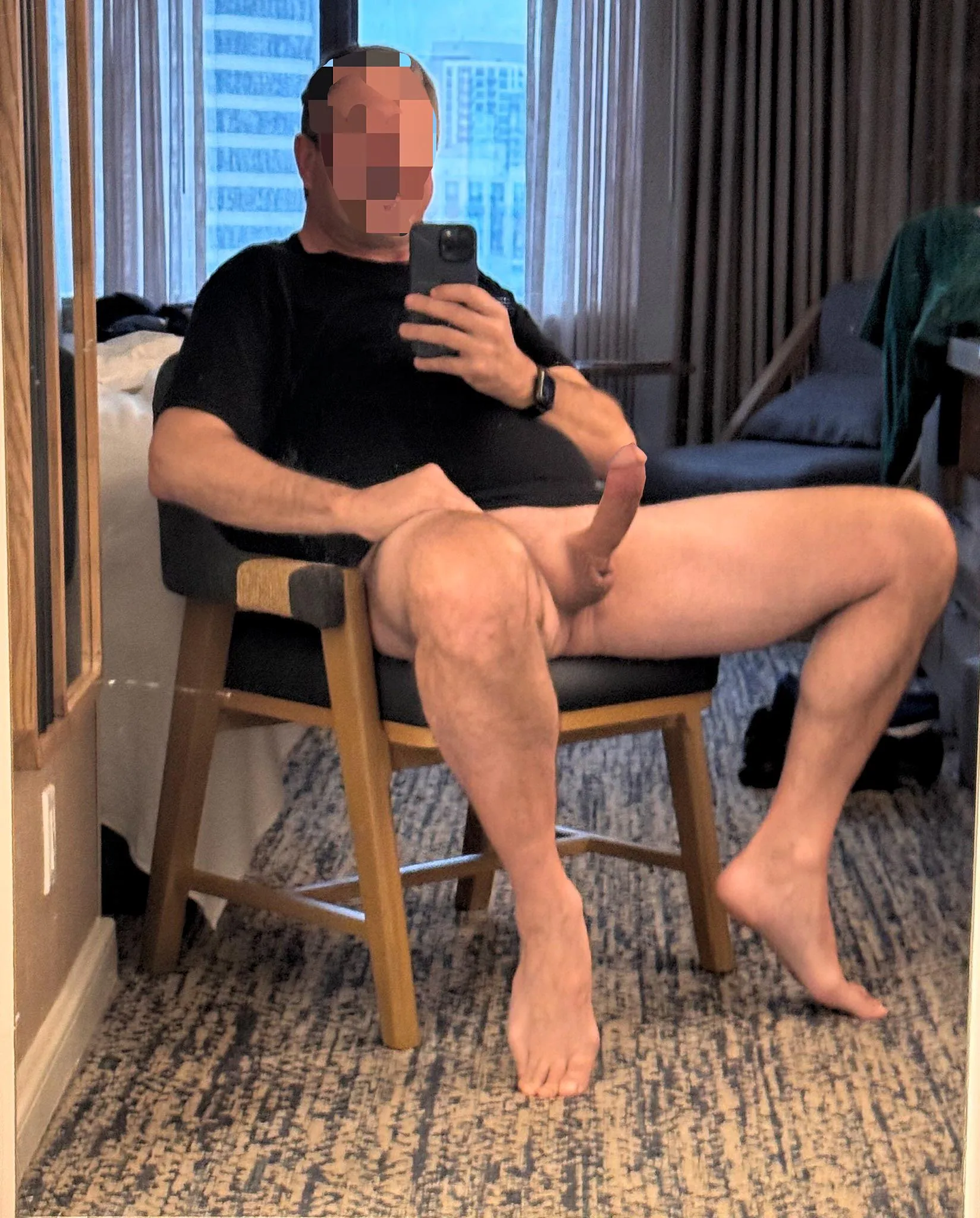 (54) Walk in on me with my shave cock like this- you riding me facing front or backwards?