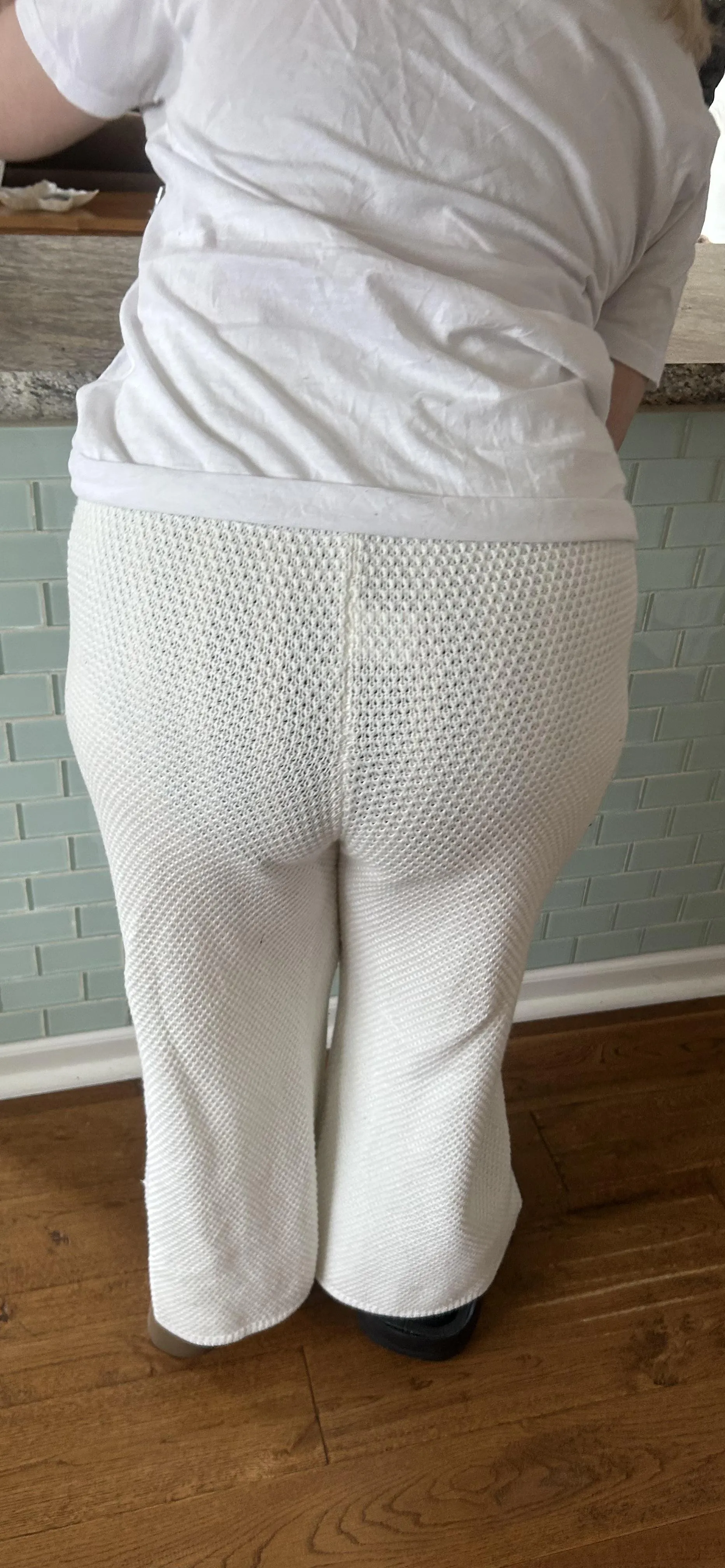 Do I mention how see-through her pants are before we go out?