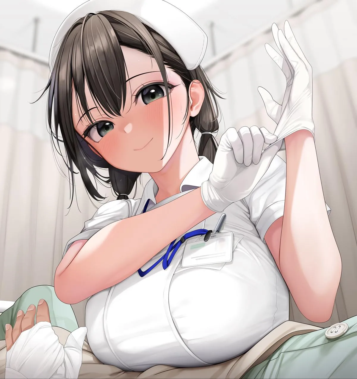 Nurse Putting on Gloves