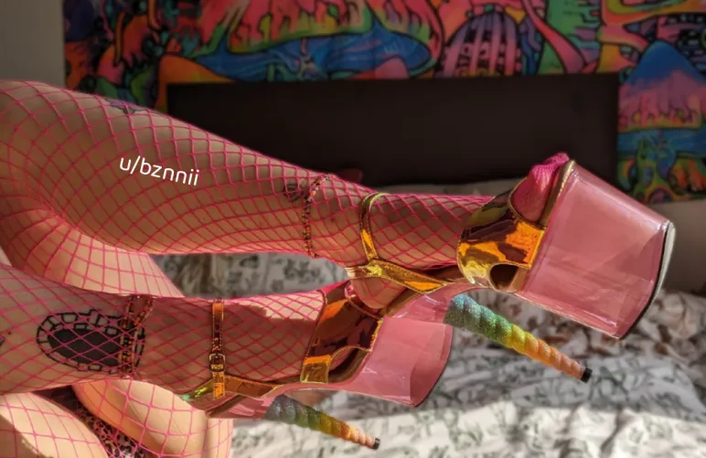 Pink unicorn pleasers look perfect on my size 7 feet