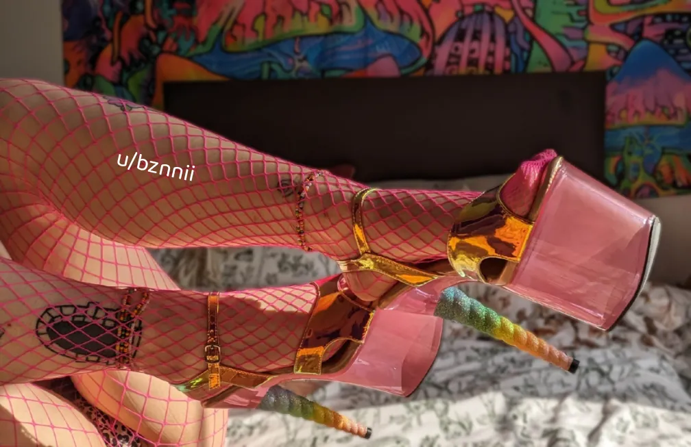 Pink unicorn pleasers look perfect on my size 7 feet