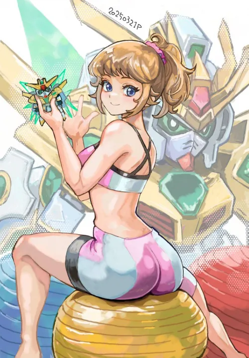 Fumina Sitting on Exercise Ball [Gundam Build Fighters]