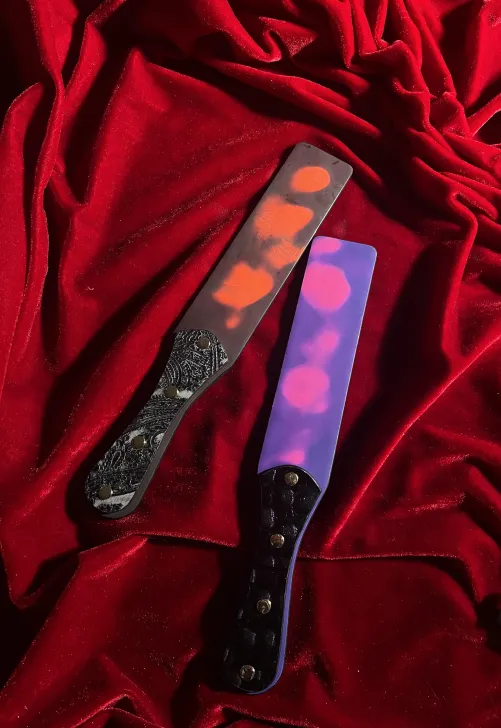 Imagine your master/mistress using this spanking paddle at night, and your temperature makes the paddle change color