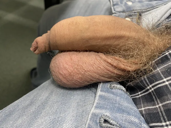 Long foreskin resting on my big balls