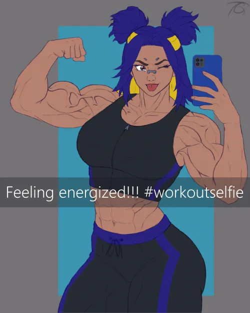 Muscular Neon Selfie by ACTUAL (OC)
