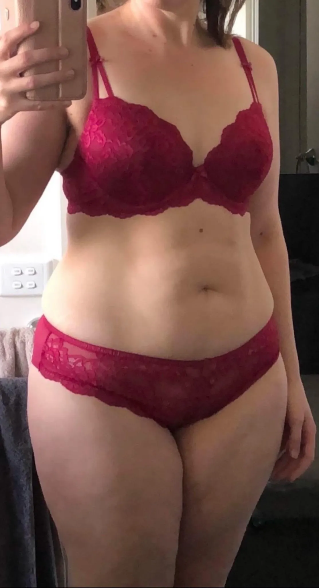 Red lingerie on [NeighborhoodMILF]