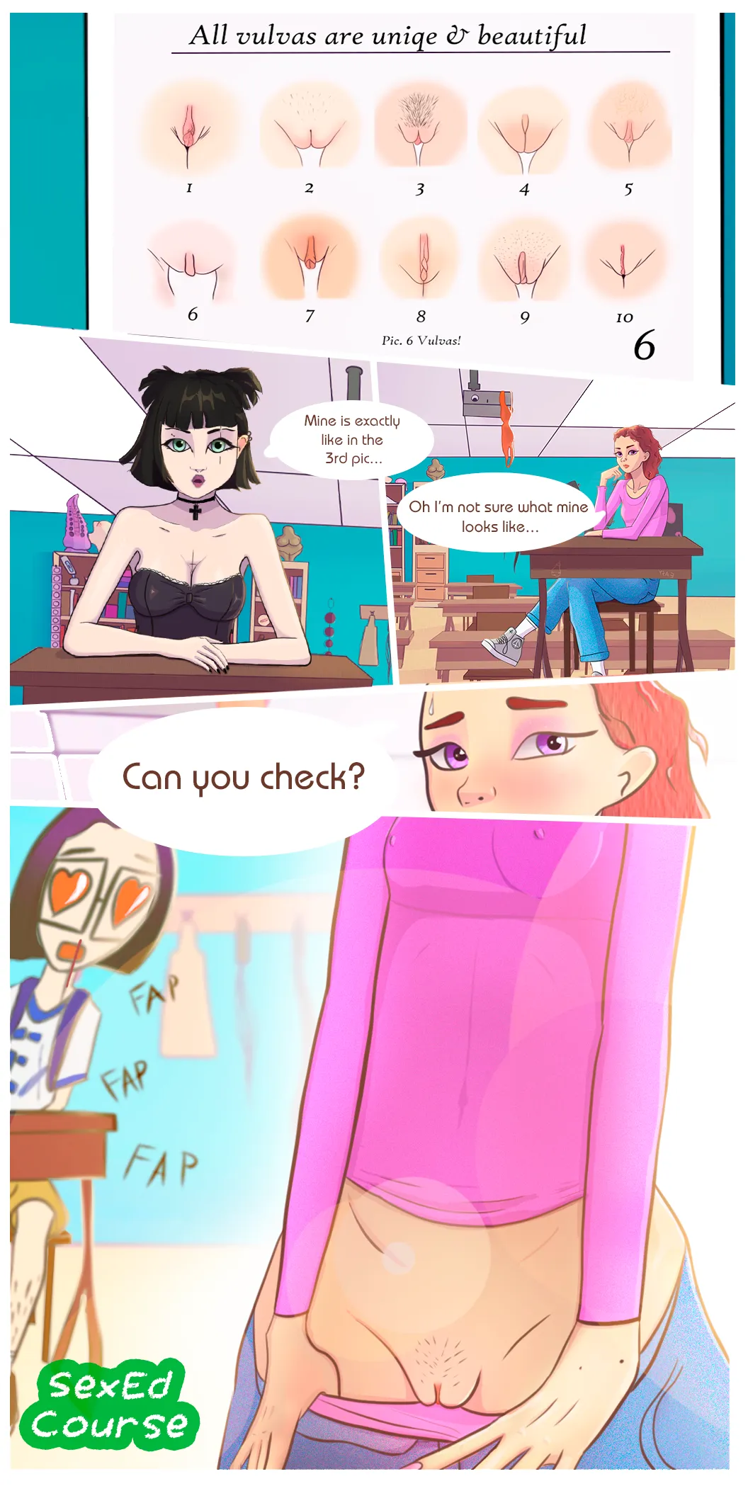 Slutty classmate showing off her pussy[SexEd Course](AlmondRaf)