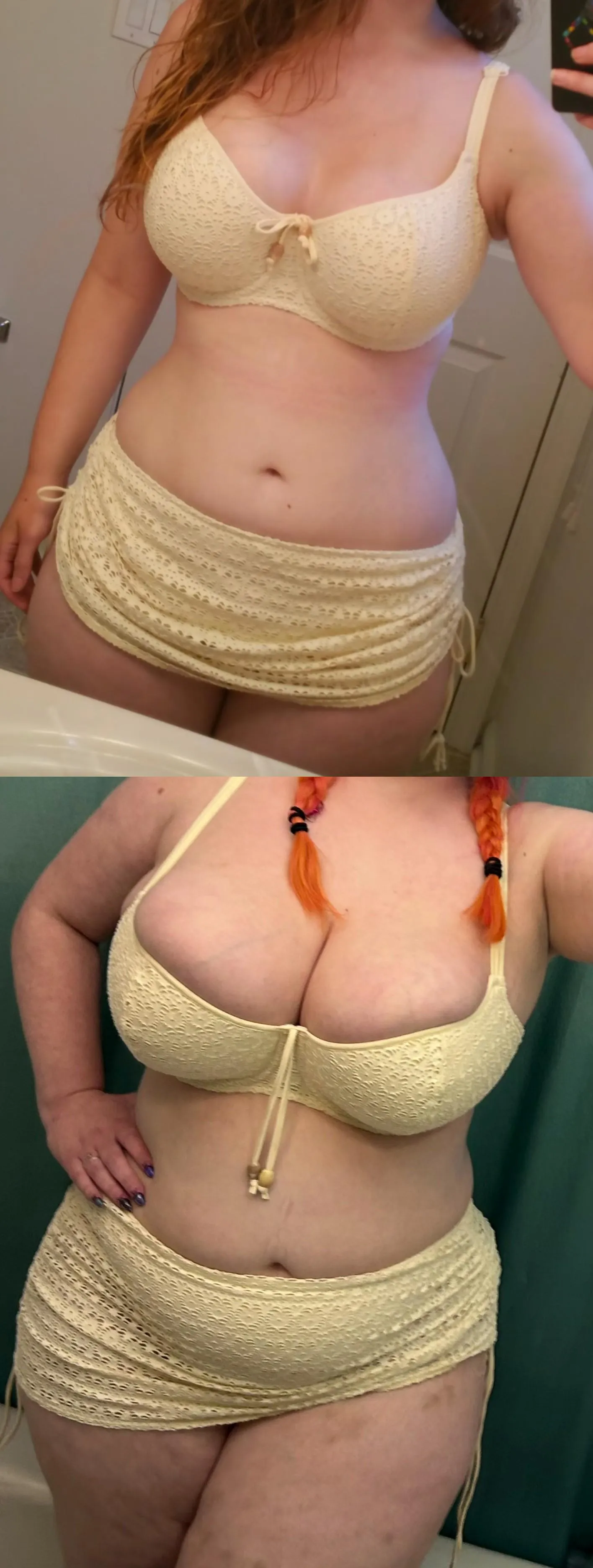 Sorry for the wait ladies and gents, problem solved. Girlfriend, same bathing suit, five years apart.