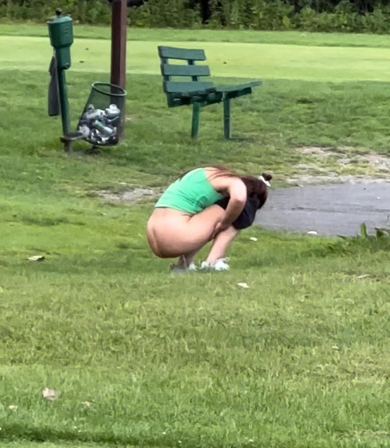 Sometimes you have to go, even if 2 guys are teeing off right in front of you and are oblivious to what is right behind them