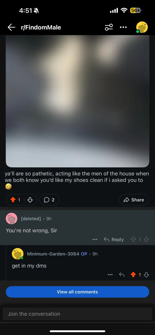 Watching you delete your account after you cum is the final joke