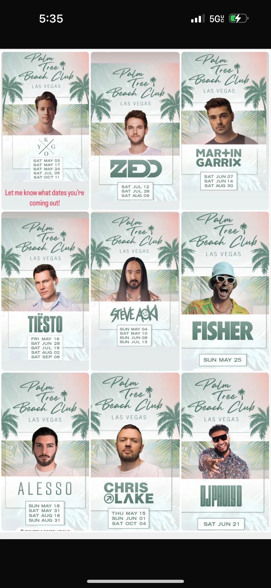 ****NEW****Palm Tree Beach Club Day Club. Summer lineup. DM me for Reddit member specials!!