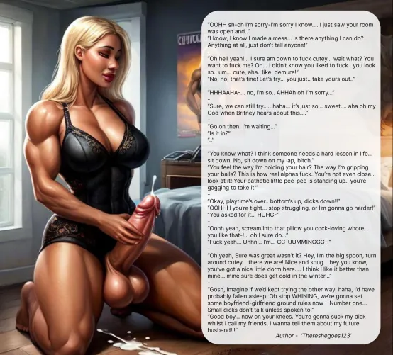 Leave your dorm room unlocked at your peril... hung ladies might get horny and try to sniff your underwear.