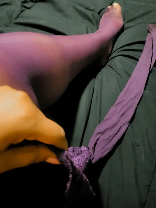 Oh no- I ripped my pretty, purple thigh high stockings! Guess you'll have to come help me take em off