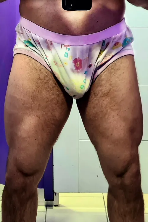 Pink underwear bulge