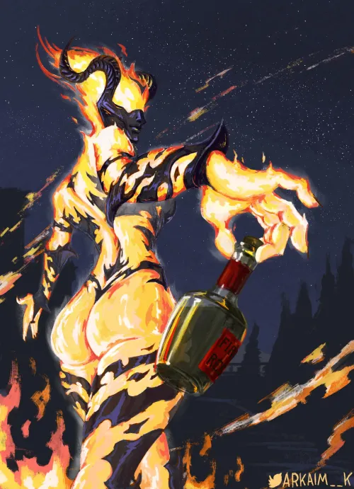 Flame Atronach [Skyrim] (fanart by me)