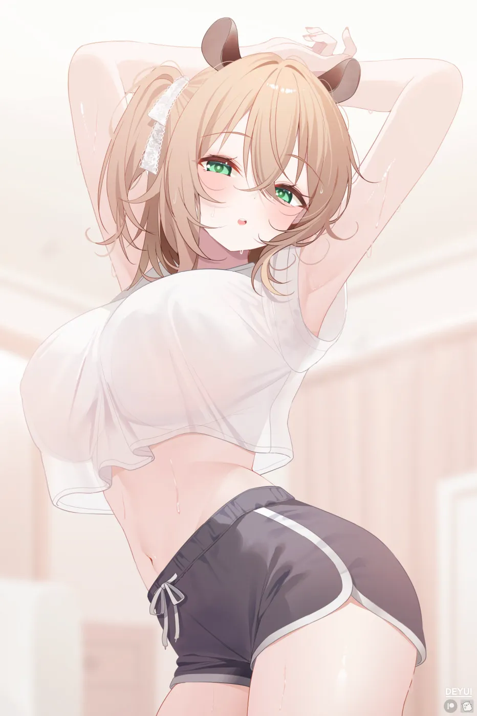 Nimi stretching her body