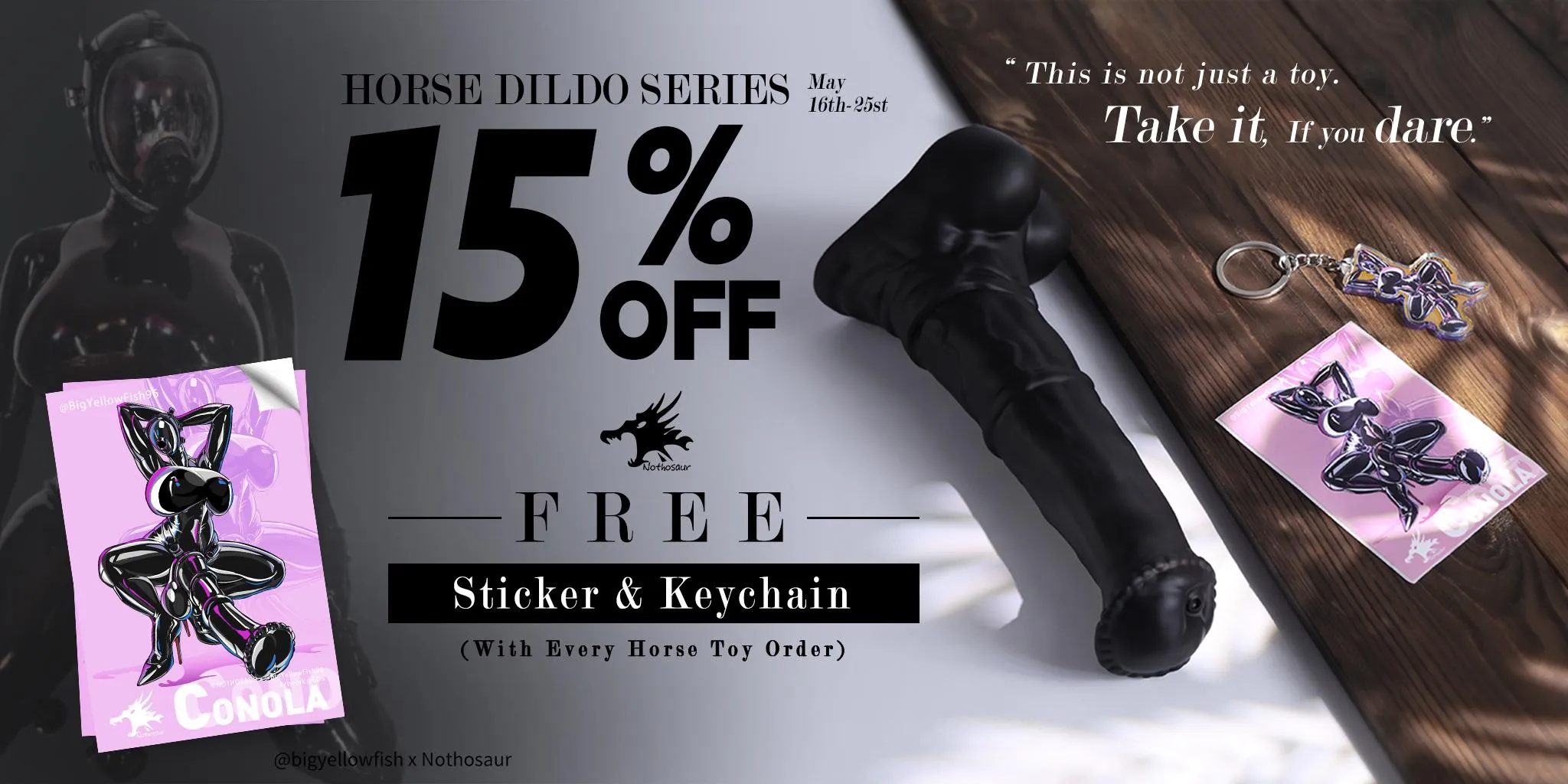 15% OFF Horse Dildo Range！Get Free sticker & keychain