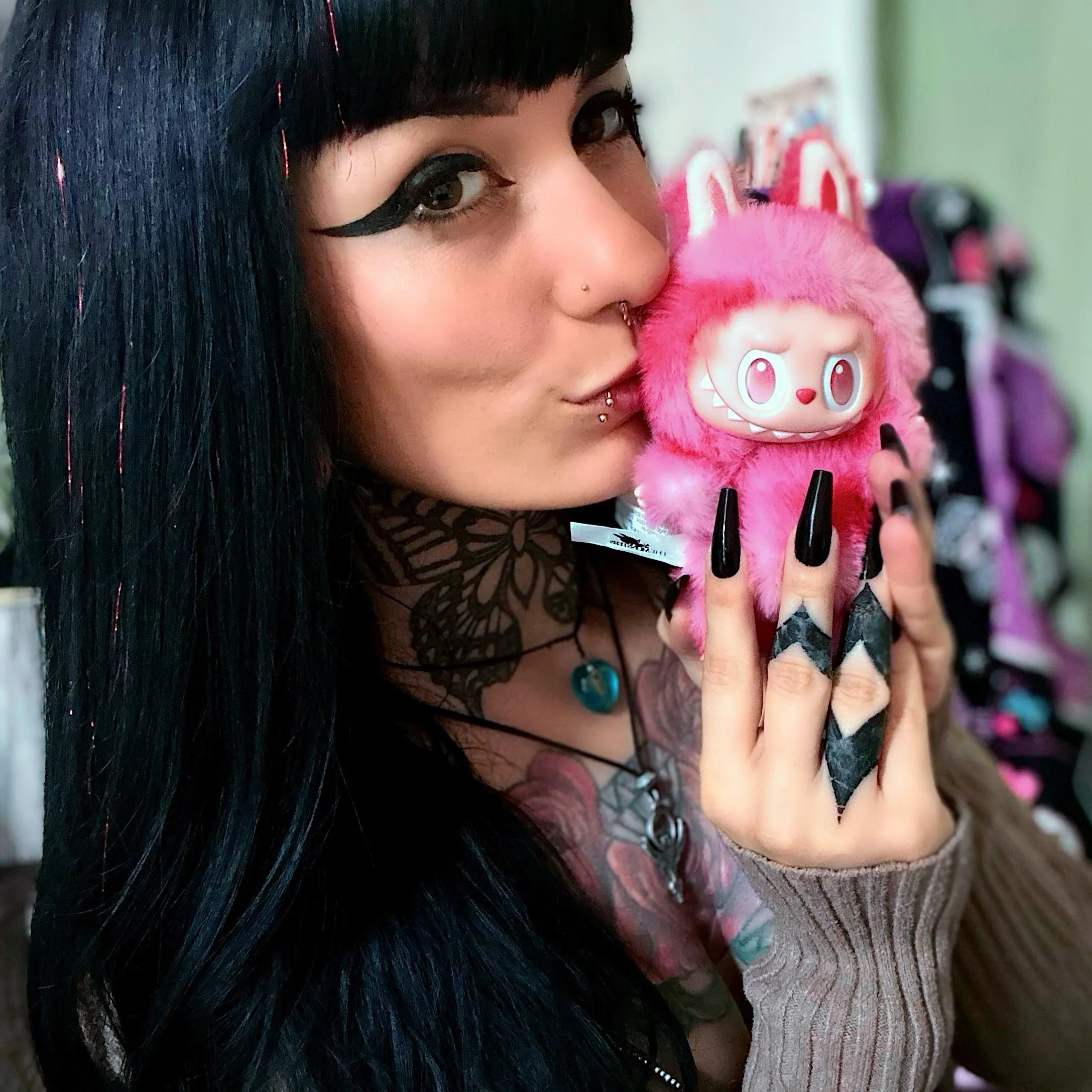 I’m curious about what silly, frivolous fixations other dommes have. Right now, mine is Labubu’s lol. This one was purchased by a long time sub. :)