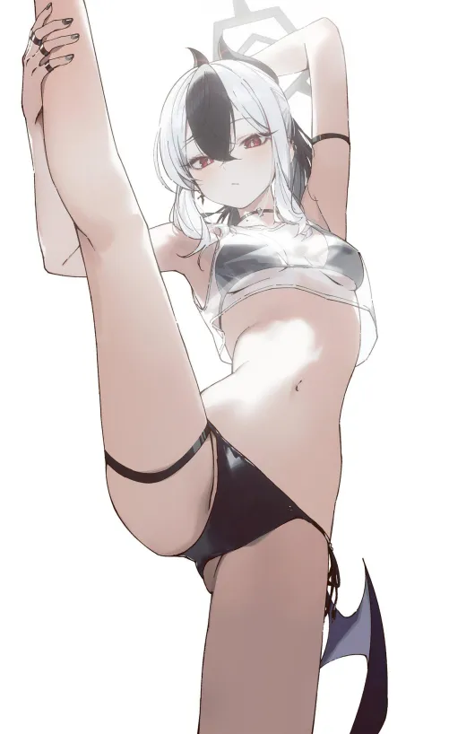Kayoko doing some stretches