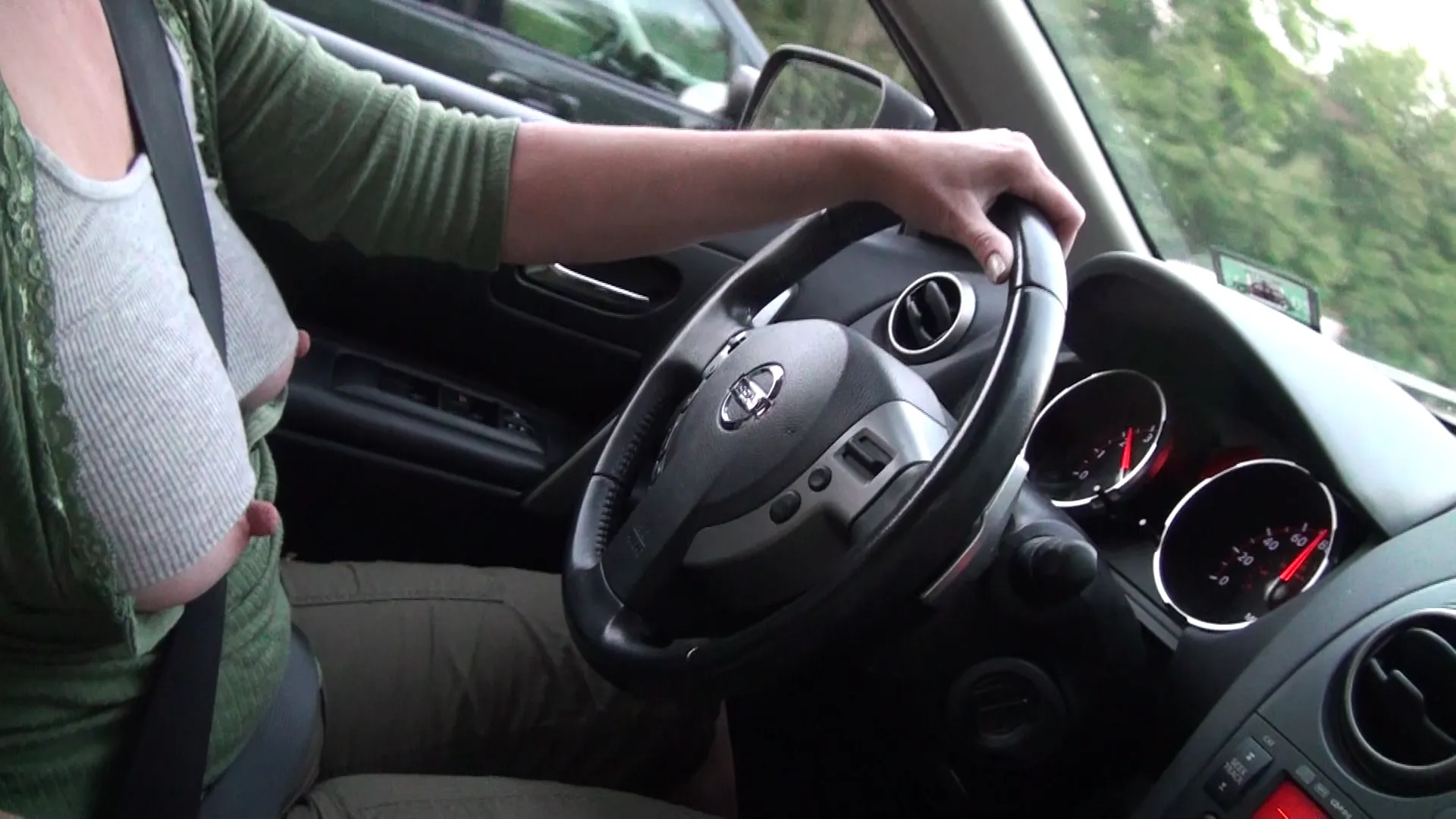 They're always hanging out of this top while driving.