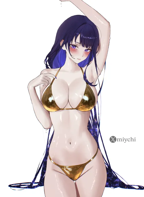 Raiden desirable in gold bikini (miychi)