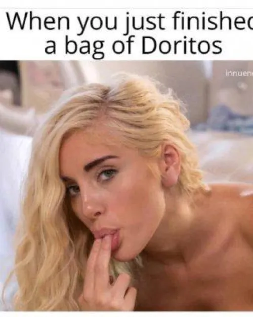 She licked the bag clean