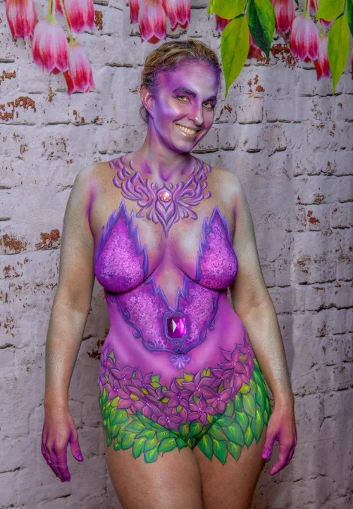 The garden fairy body painting in progress! Three hours in and almost complete!