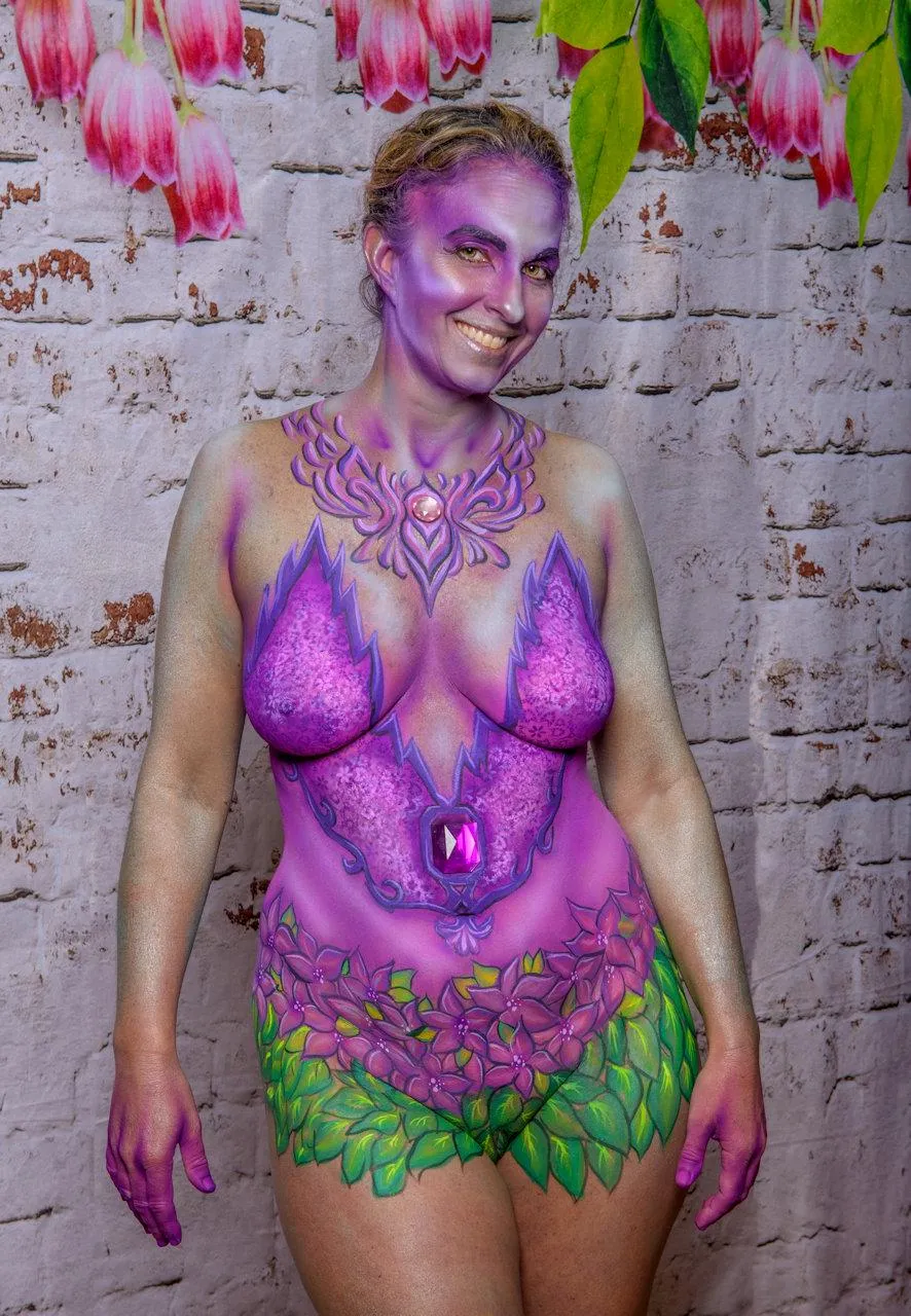 The garden fairy body painting in progress! Three hours in and almost complete!