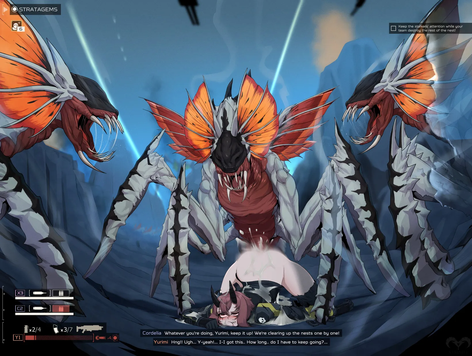 Many of the female soldiers give birth to their enemy's babies, they are no longer to be stopped, they continue to spread their population as they used women as a broodmother to their territory (xyrenity)