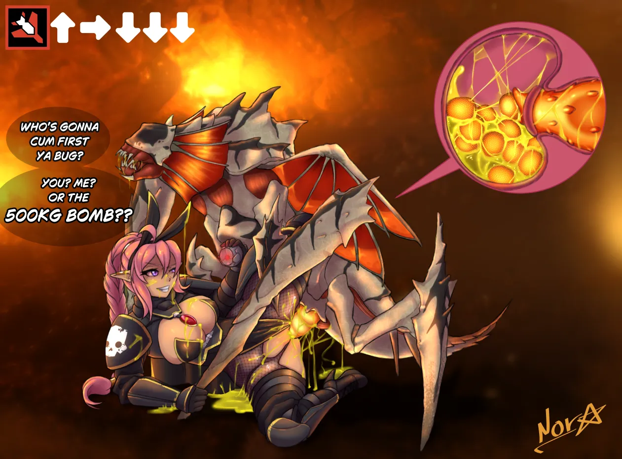 These bugs learned how to spread evil through reproduction and breeding together with a female soldier but the woman seems to enjoyed it yet threatens the insect with a bomb as the insect implanting its eggs through its partners womb, so they could incre