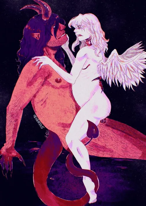 angel pet x demon owner [oc] [cw size diff]