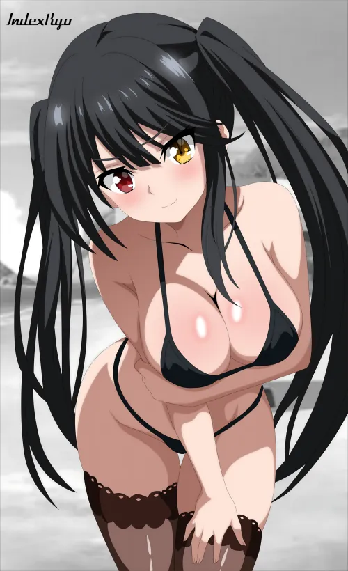 Kurumi Looking Sexy With Her Black Bikini~