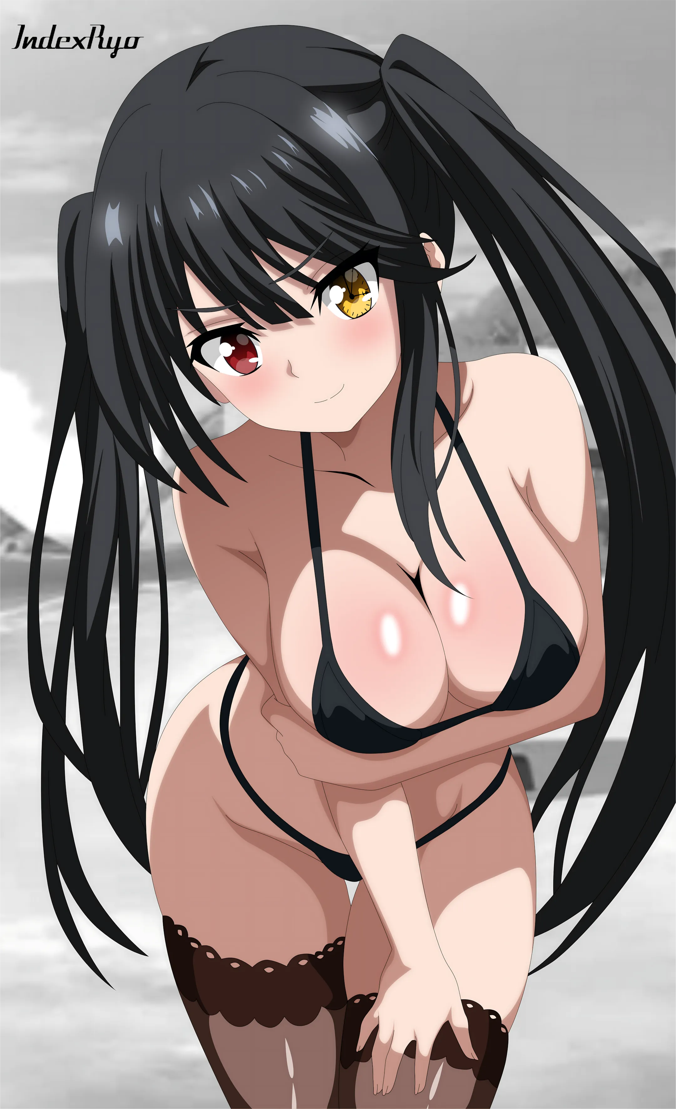 Kurumi Looking Sexy With Her Black Bikini~