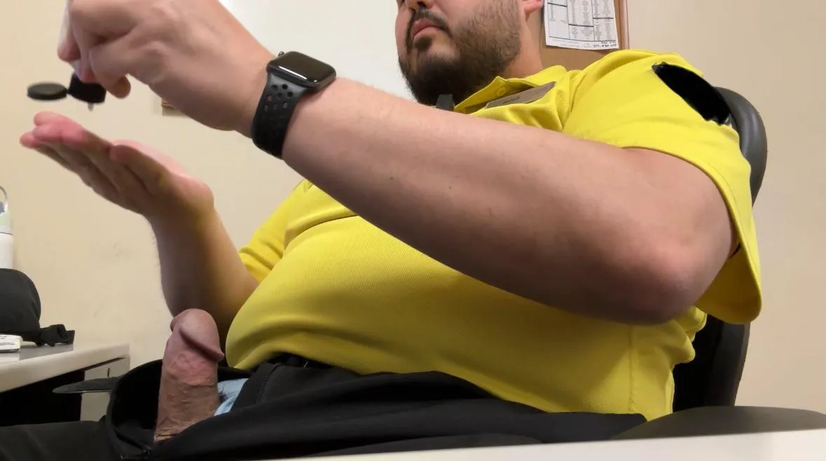 lubing up for a quick work jerk