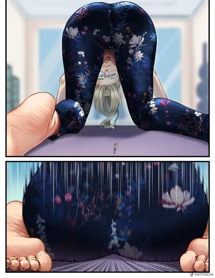 Now THAT'S Hot Yoga (shrunken man, crush, booty, big butt, giantess, unaware)