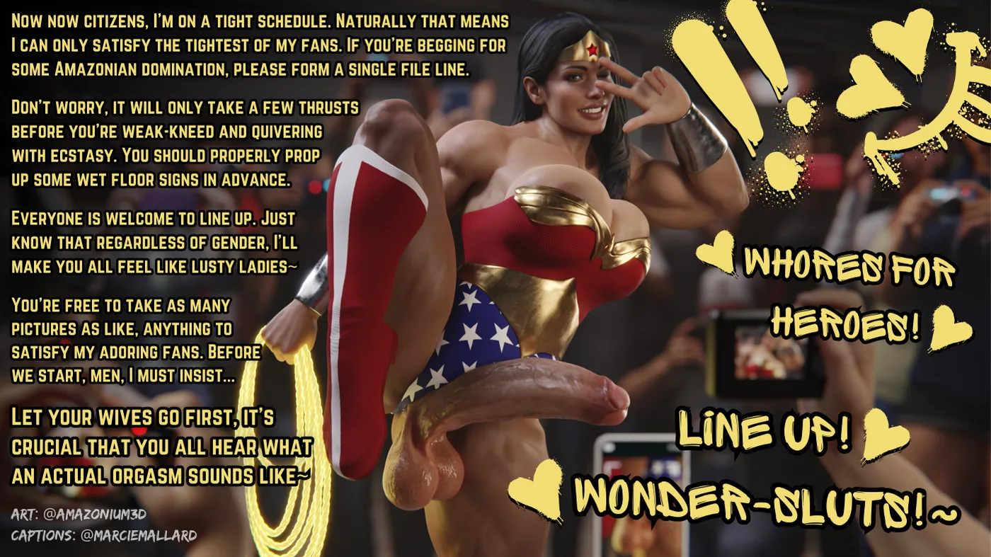Wonder-sluts assemble!~ [POV] [Futanari] [Muscular] [Public] [Cucking] [3D] [Credits in Caption]