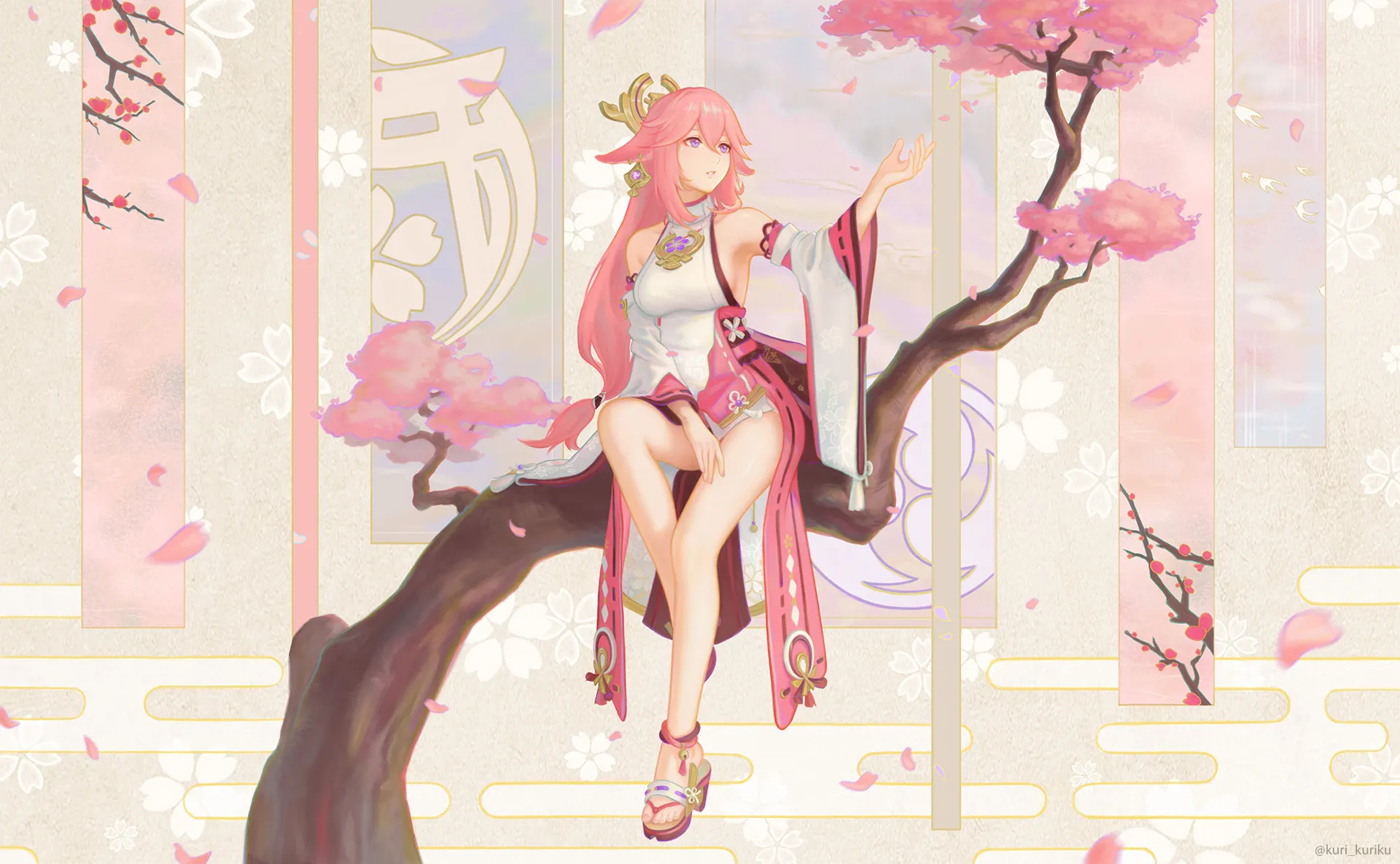 Yae Miko on a tree